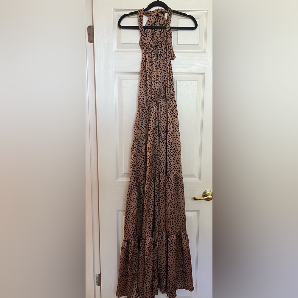 Aakaa Leopard Print Maxi Dress
